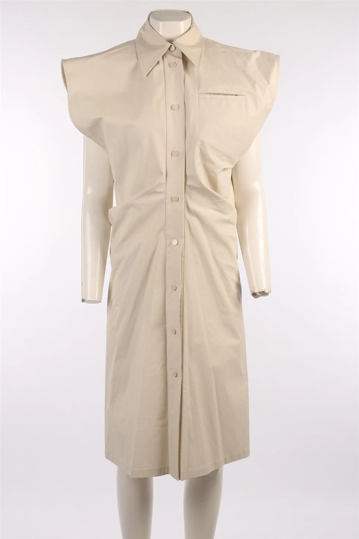 BOTTEGA VENETA BEIGE COTTON MIDI DRESS IT 42 UK 10 - Image 2
