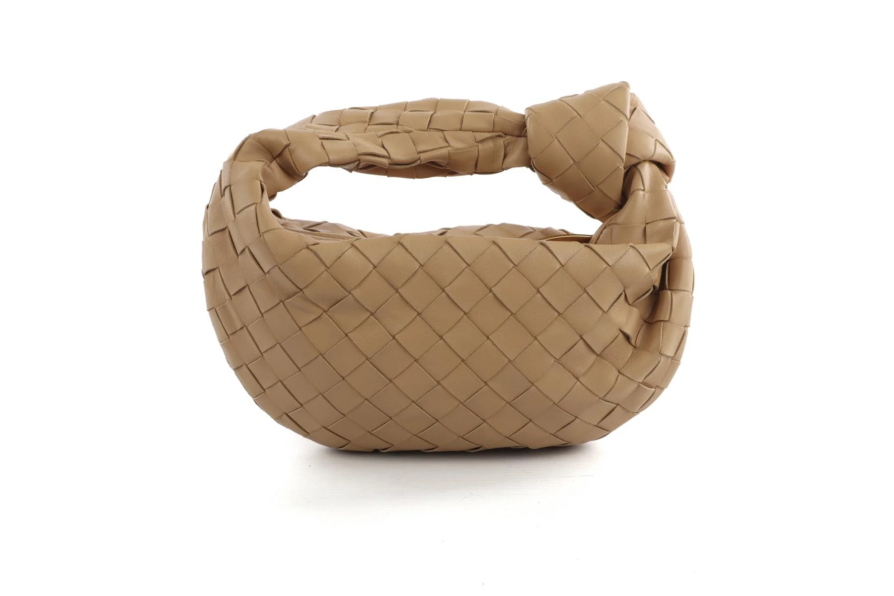 BOTTEGA VENETA BEIGE JODIE MINI INTRECCIATO LEATHER TOTE BAG - Image 6