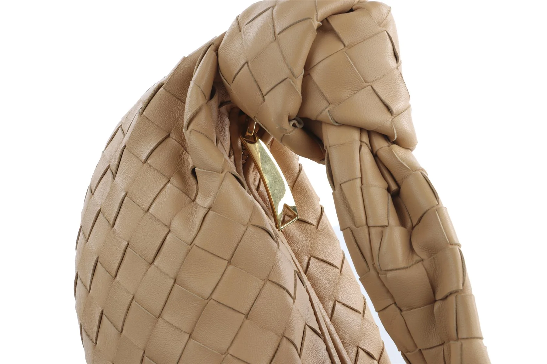 BOTTEGA VENETA BEIGE JODIE MINI INTRECCIATO LEATHER TOTE BAG - Image 8