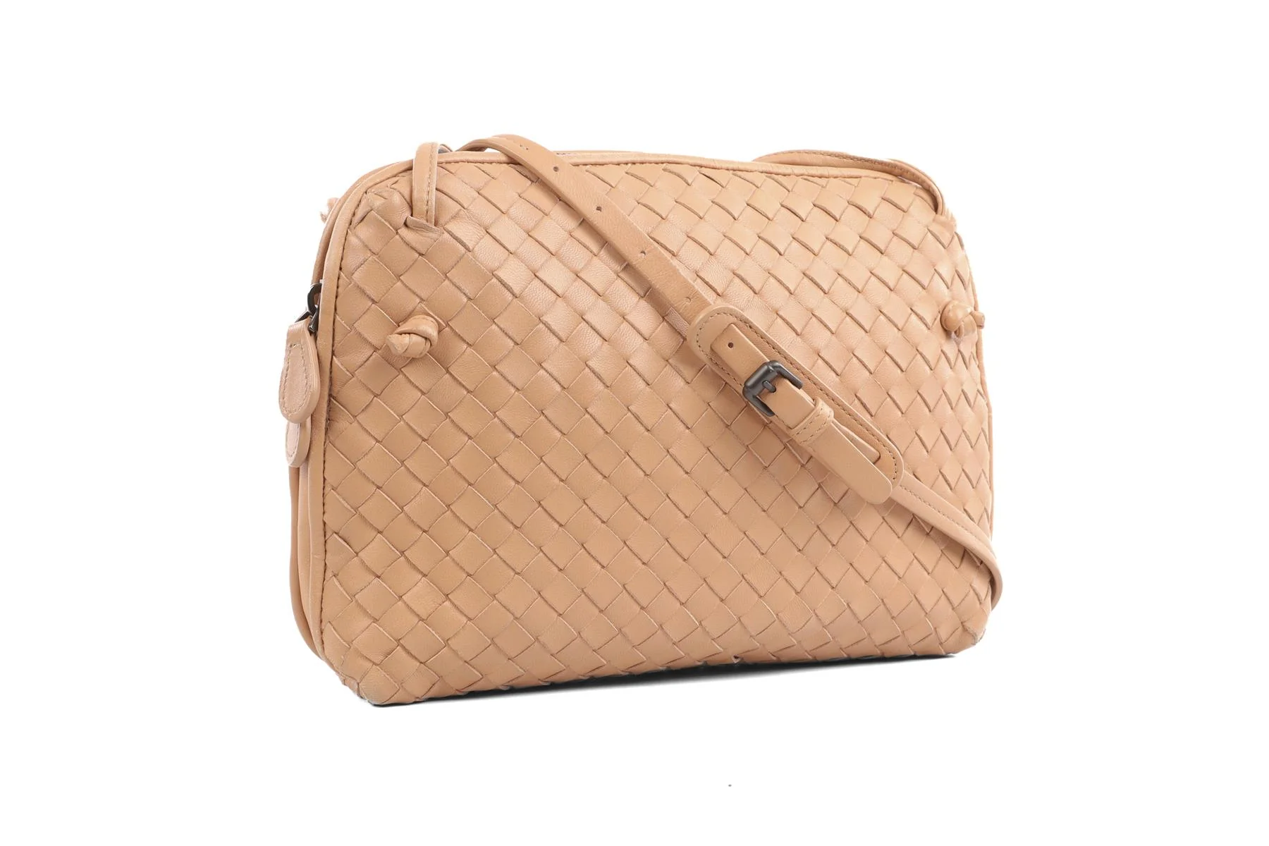 BOTTEGA VENETA BEIGE NODINI INTRECCIATO LEATHER SHOULDER BAG - Image 4