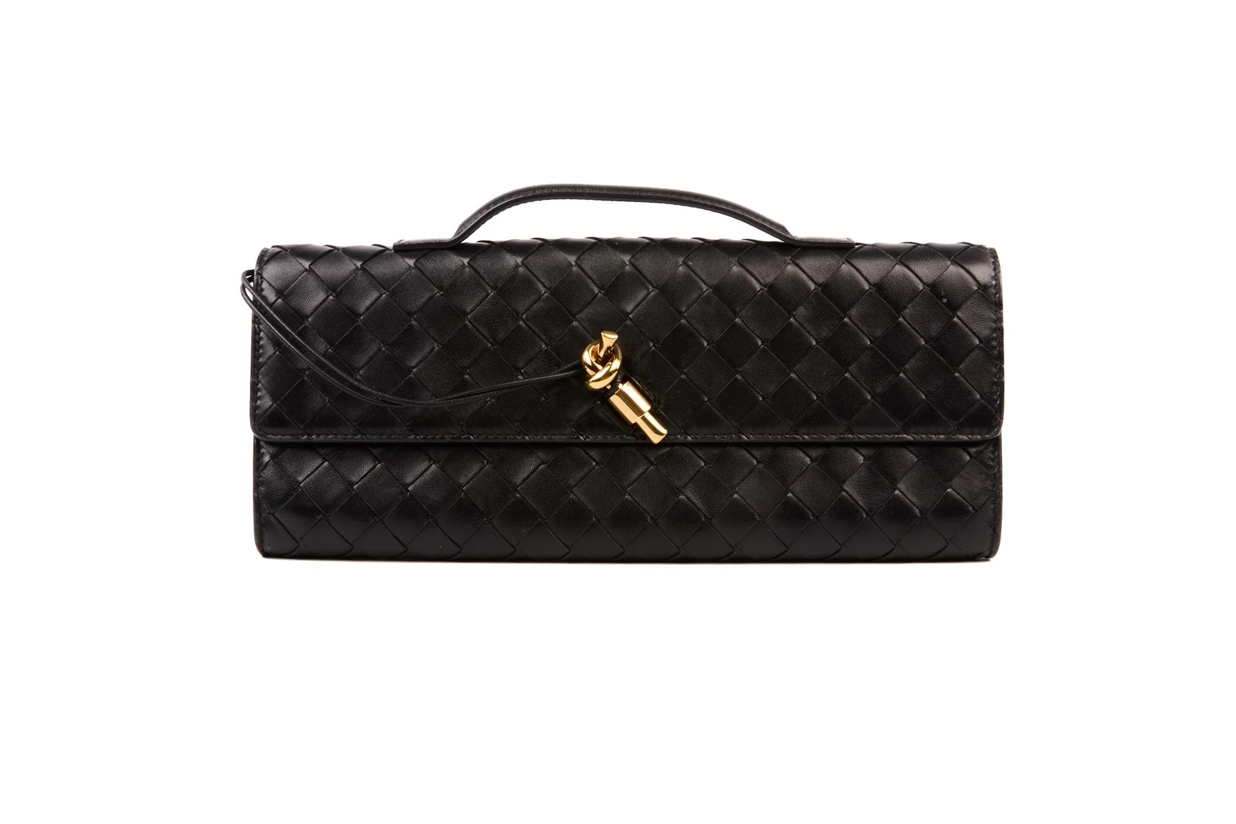 BOTTEGA VENETA BLACK ANDIAMO LONG INTRECCIATO LEATHER CLUTCH - Image 2