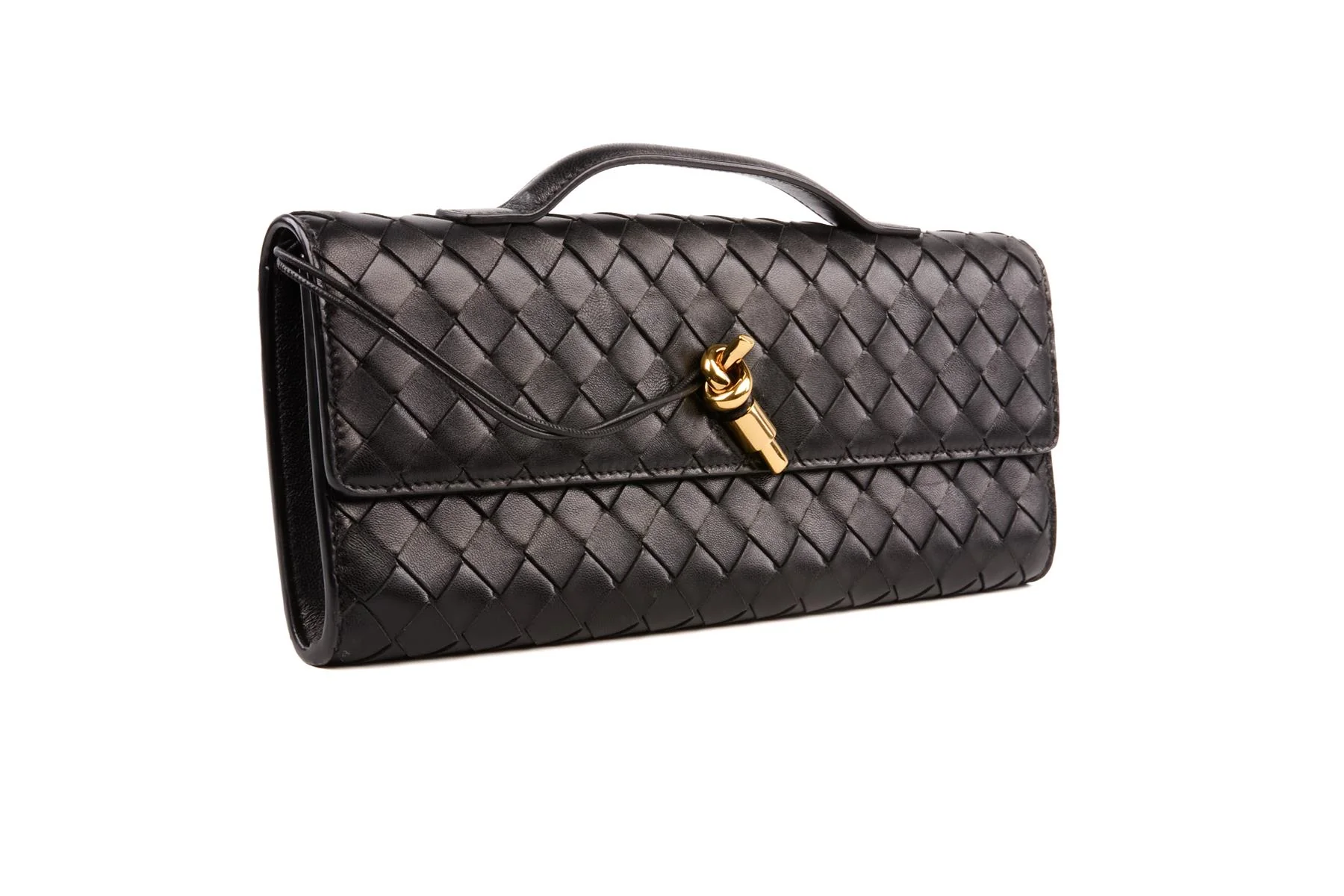 BOTTEGA VENETA BLACK ANDIAMO LONG INTRECCIATO LEATHER CLUTCH - Image 3