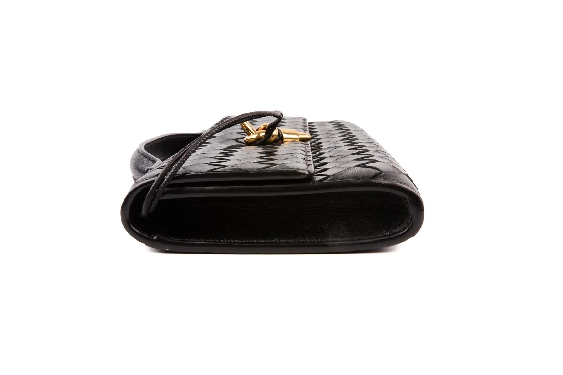 BOTTEGA VENETA BLACK ANDIAMO LONG INTRECCIATO LEATHER CLUTCH - Image 4