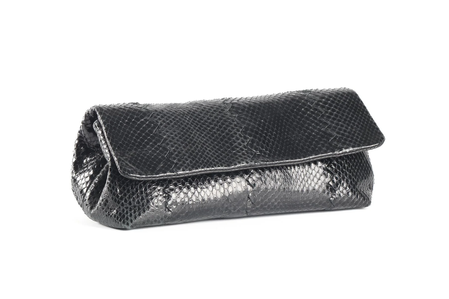 BOTTEGA VENETA BLACK AYER SNAKESKIN CLUTCH - Image 3