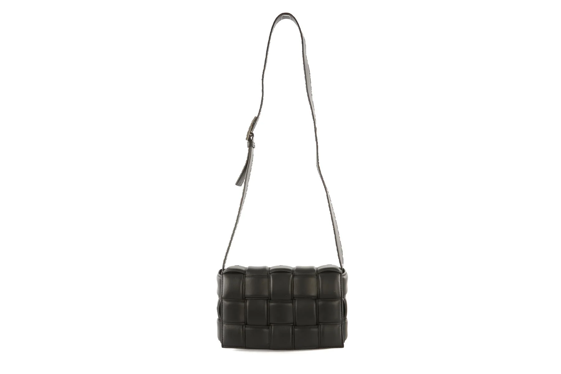 BOTTEGA VENETA BLACK CASSETTE MEDIUM PADDED INTRECCIATO LEATHER SHOULDER BAG - Image 3