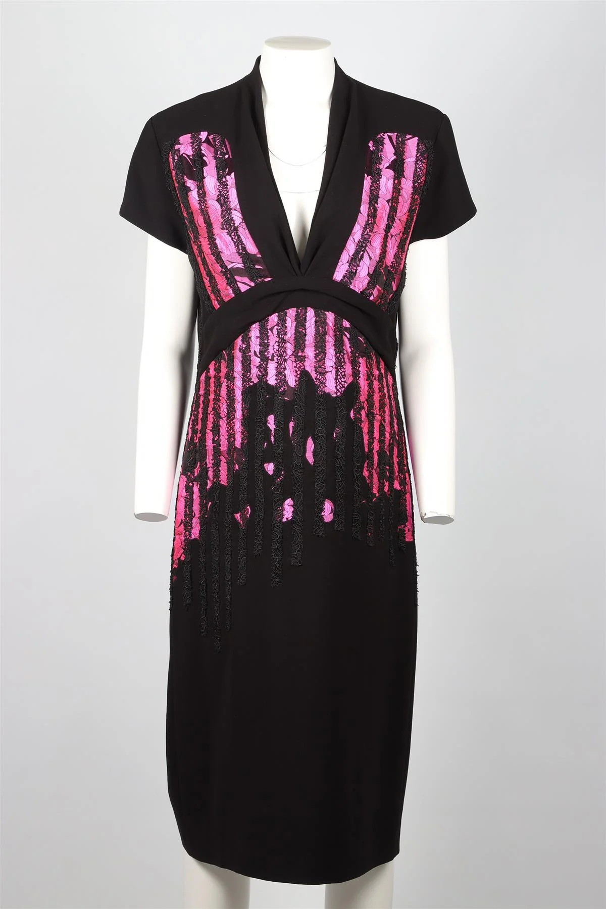 BOTTEGA VENETA BLACK CREPE MIDI DRESS IT 44 UK 12 - Image 2