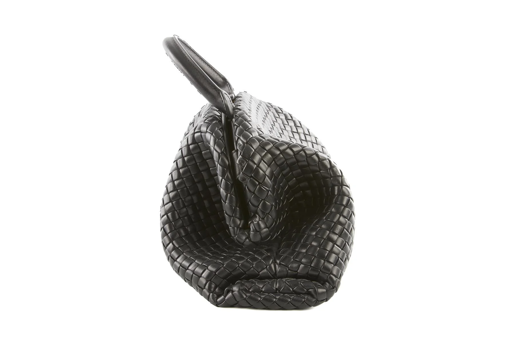 BOTTEGA VENETA BLACK HANDLE MEDIUM INTRECCIATO LEATHER TOTE BAG - Image 5