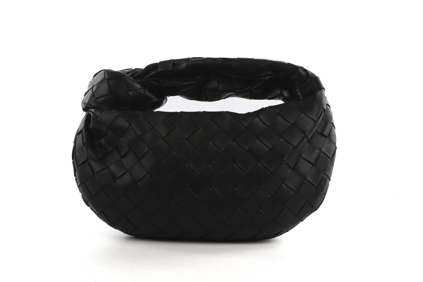 BOTTEGA VENETA BLACK JODIE MINI INTRECCIATO LEATHER TOTE BAG - Image 2