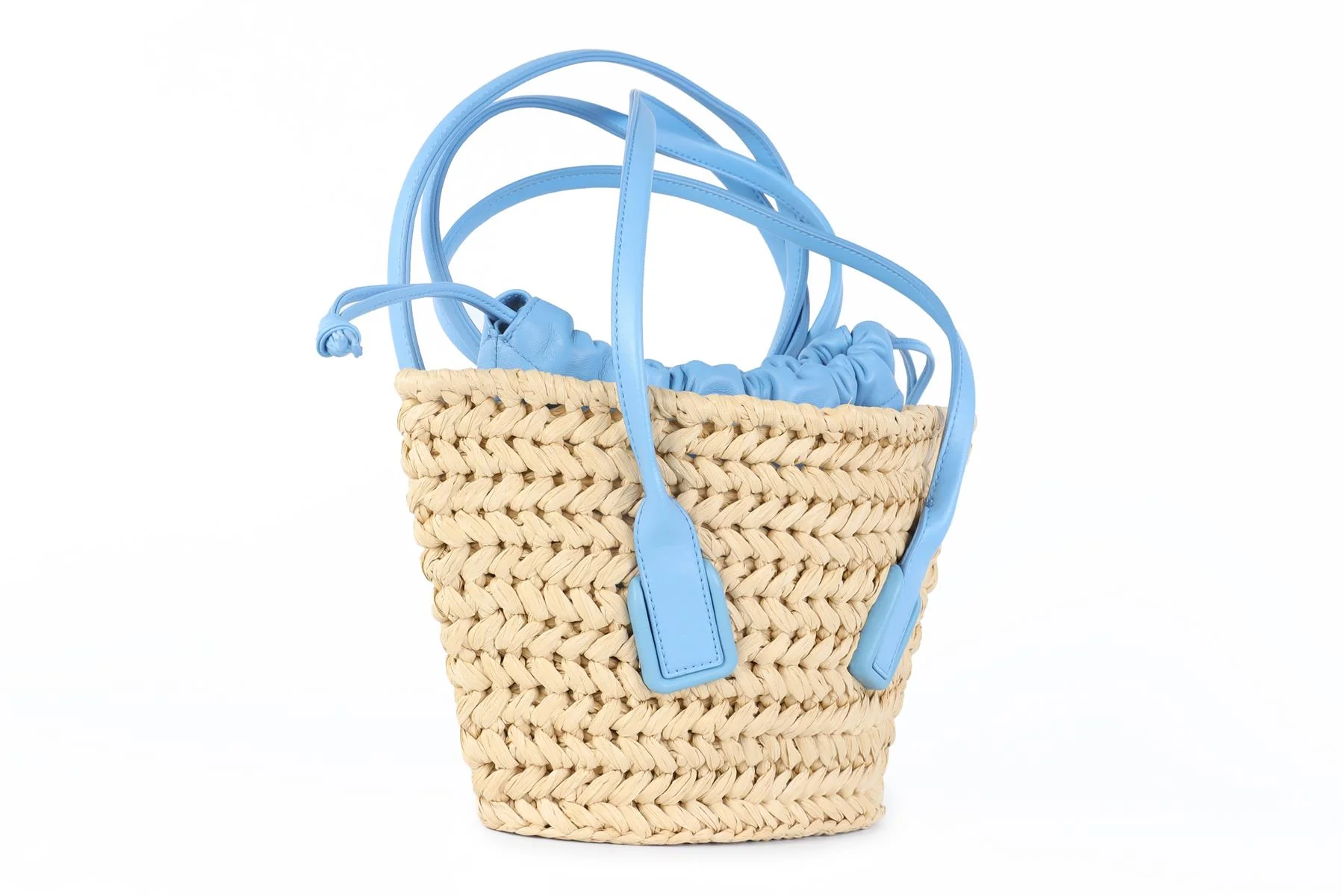 BOTTEGA VENETA BLUE ARCO SMALL RAFFIA TOTE BAG - Image 4