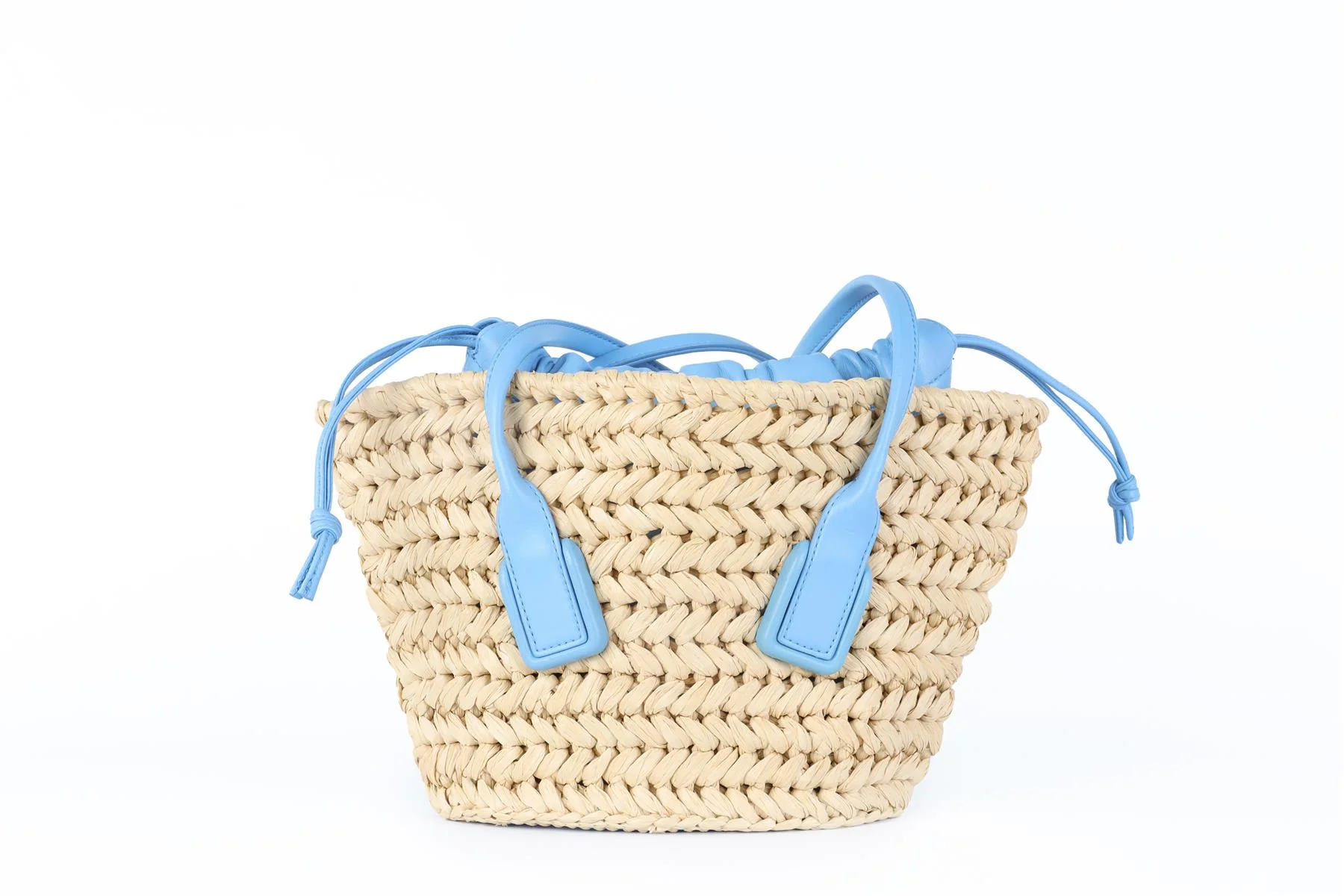 BOTTEGA VENETA BLUE ARCO SMALL RAFFIA TOTE BAG - Image 7