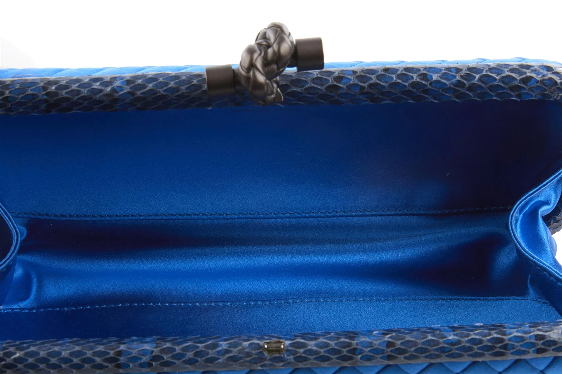 BOTTEGA VENETA BLUE INTRECCIATO SATIN CLUTCH - Image 10