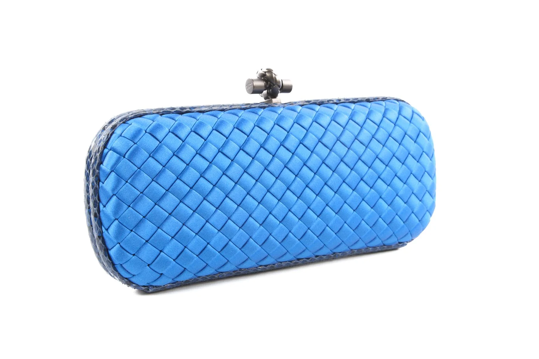 BOTTEGA VENETA BLUE INTRECCIATO SATIN CLUTCH - Image 3