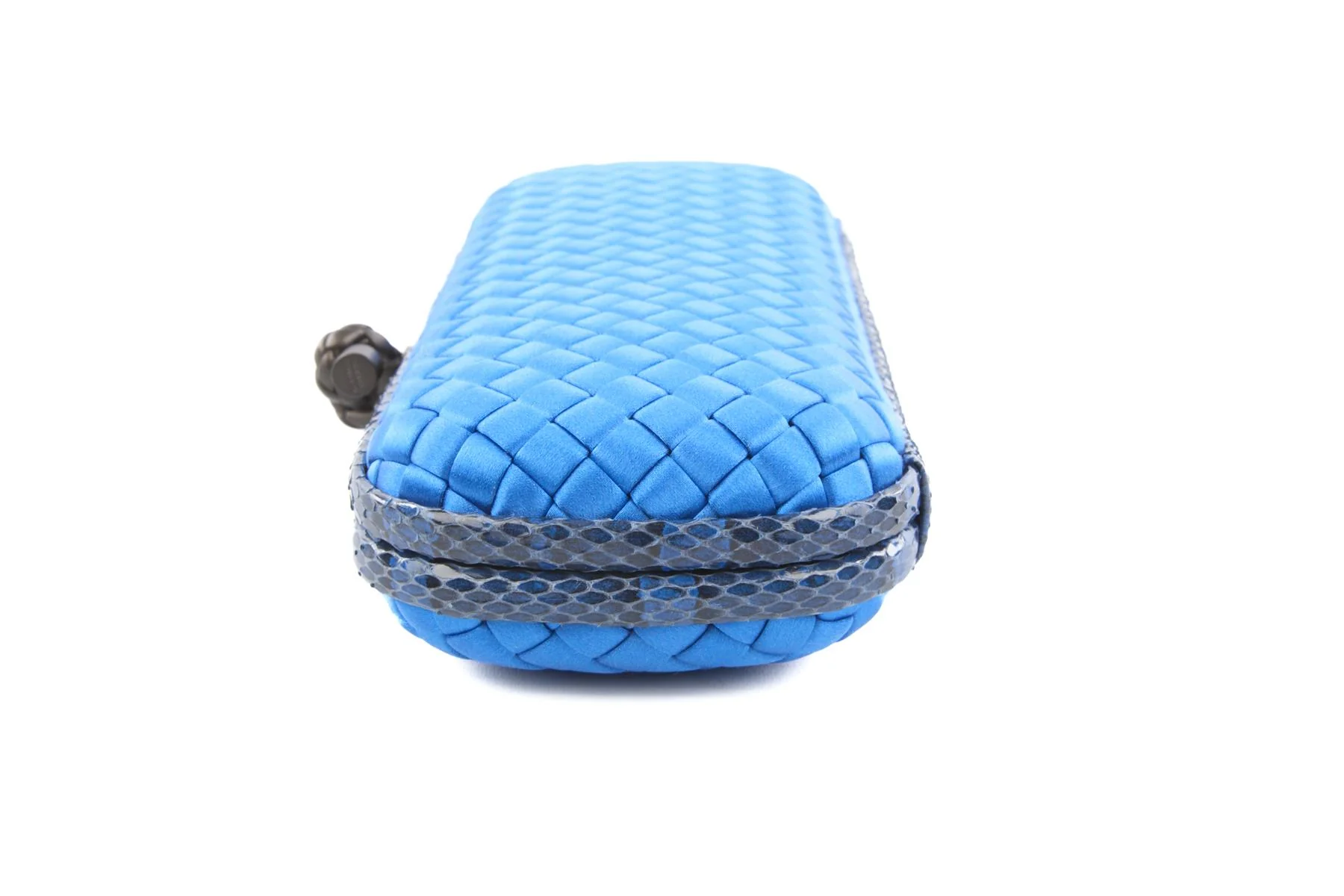 BOTTEGA VENETA BLUE INTRECCIATO SATIN CLUTCH - Image 4