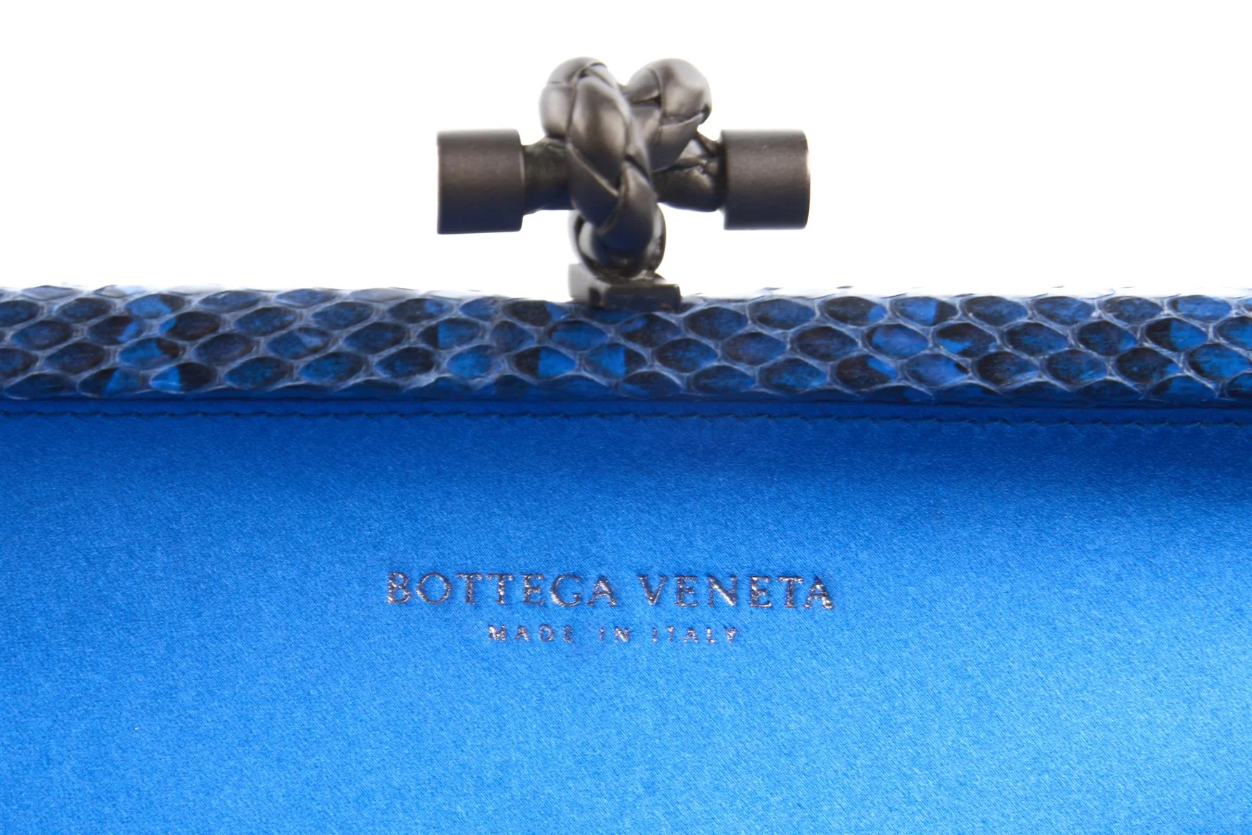 BOTTEGA VENETA BLUE INTRECCIATO SATIN CLUTCH - Image 9