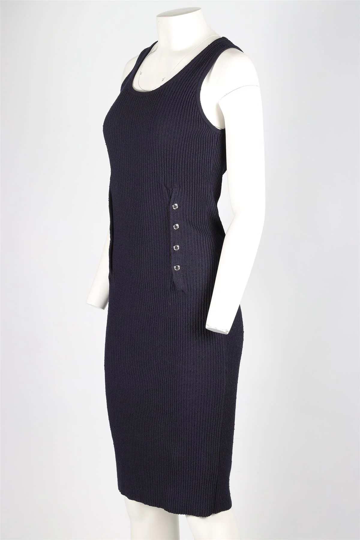 BOTTEGA VENETA BLUE KNIT MIDI DRESS LARGE - Image 3
