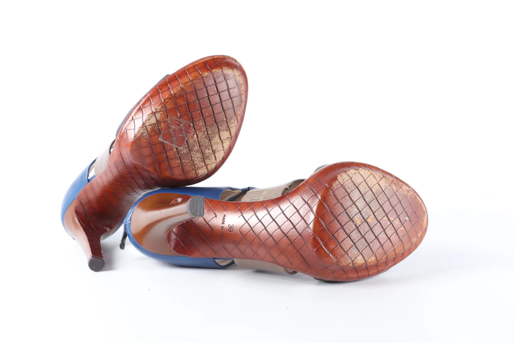 BOTTEGA VENETA BLUE LEATHER SANDALS EU 39 UK 6 US 9 - Image 6