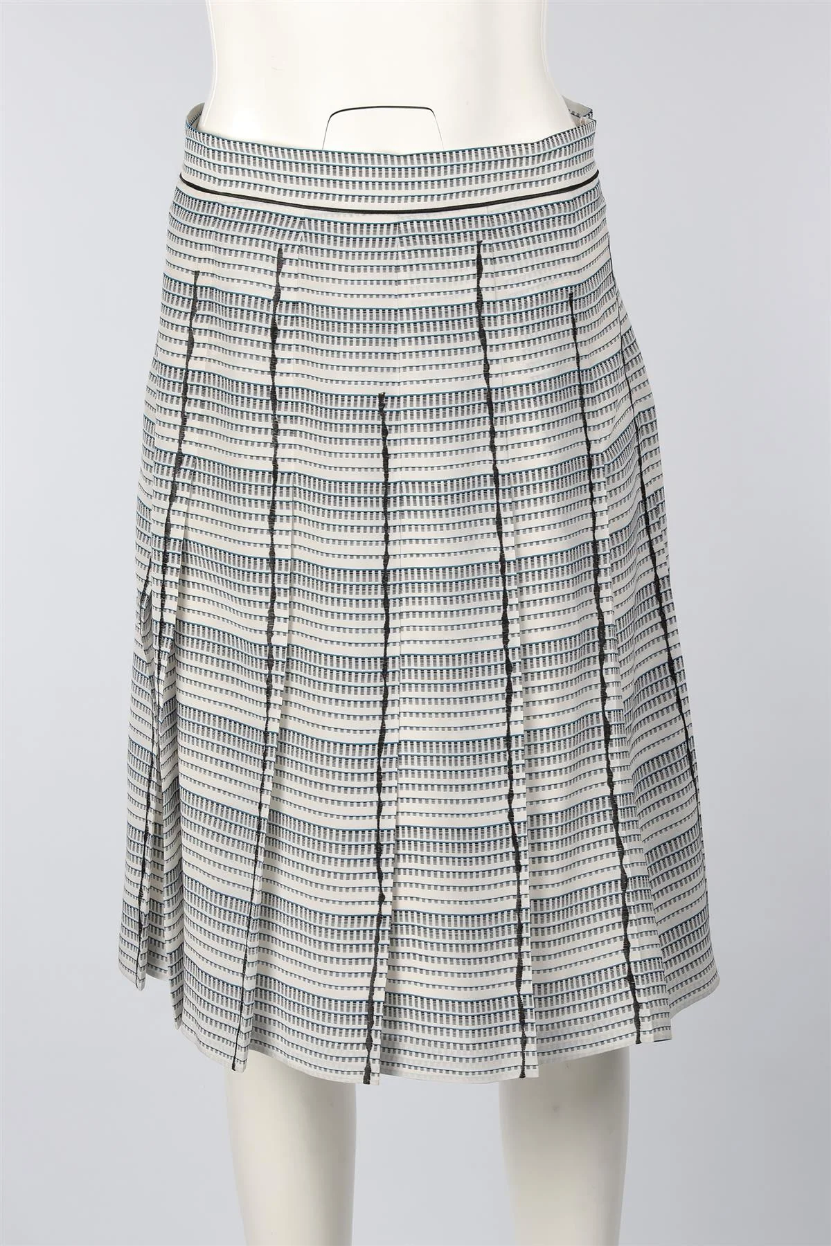 BOTTEGA VENETA BLUE SILK MIDI SKIRT IT 48 UK 16 - Image 2