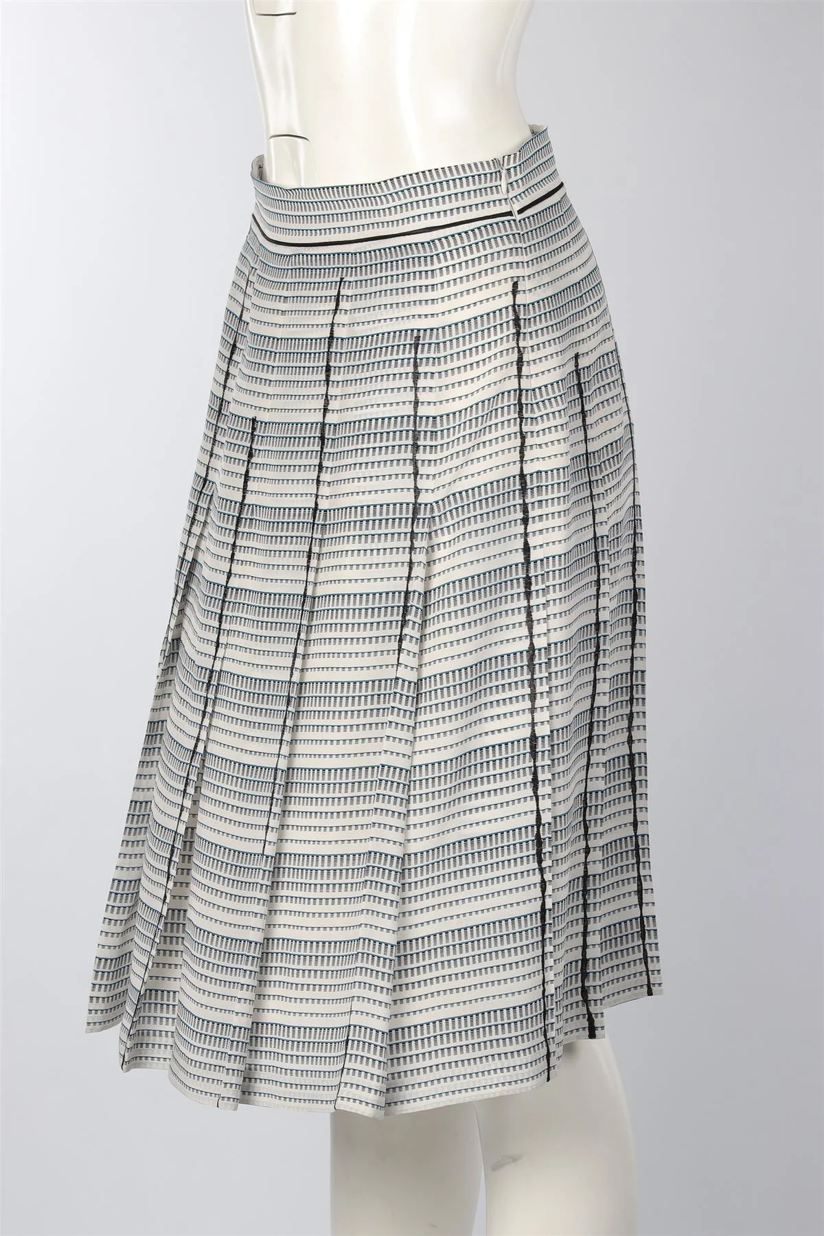 BOTTEGA VENETA BLUE SILK MIDI SKIRT IT 48 UK 16 - Image 3