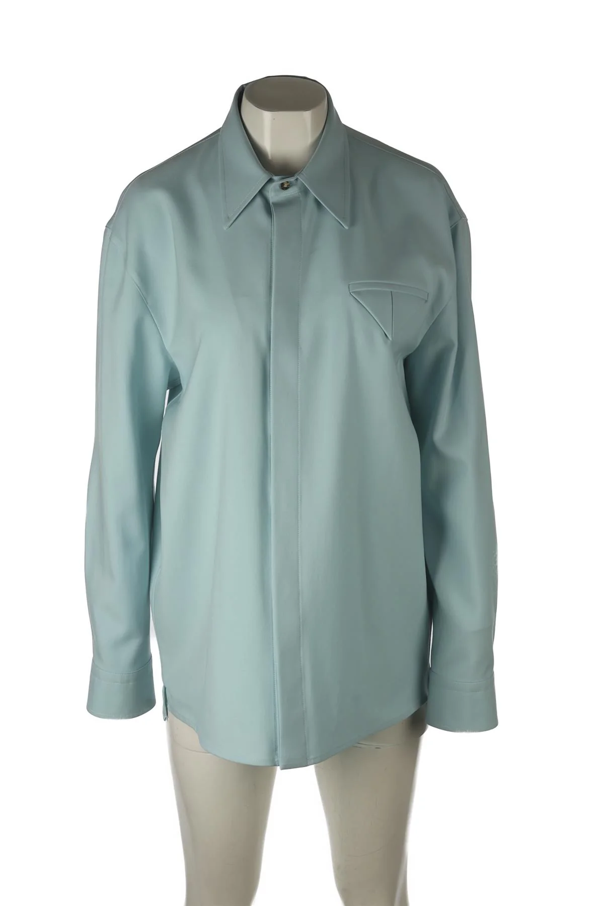 BOTTEGA VENETA BLUE WOOL SHIRT IT 44 UK 12 - Image 2