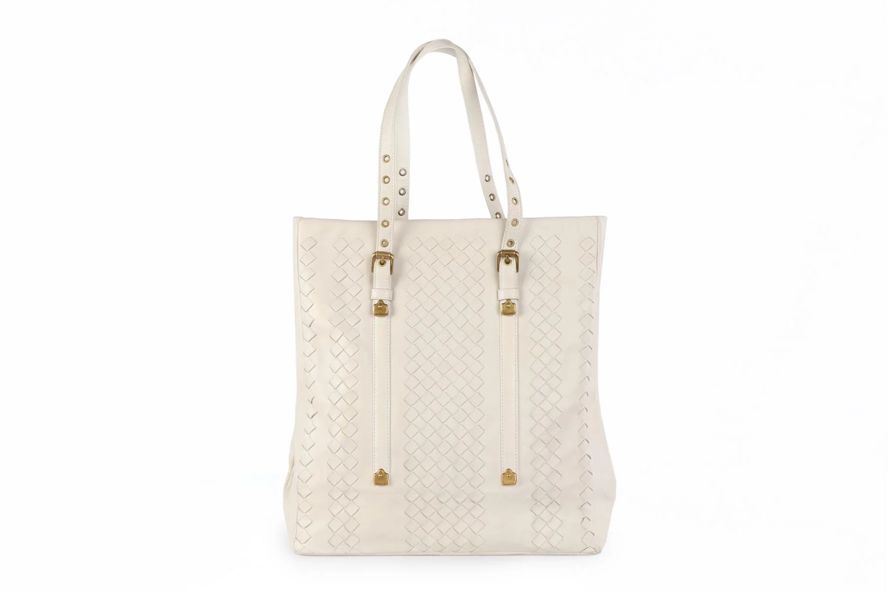 BOTTEGA VENETA ECRU INTRECCIATO LEATHER TOTE BAG - Image 2