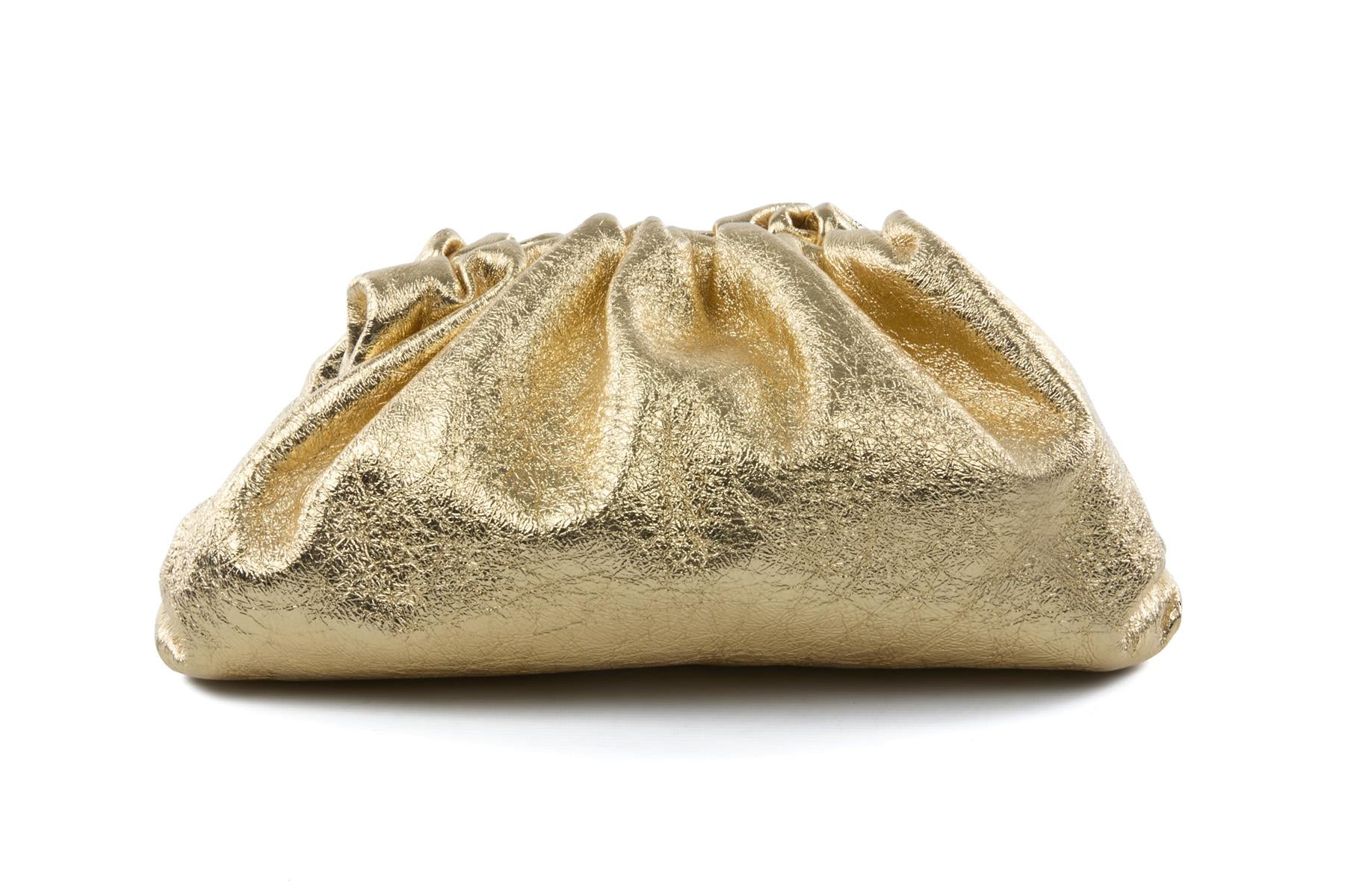 BOTTEGA VENETA GOLD POUCH LARGE LEATHER CLUTCH - Image 5