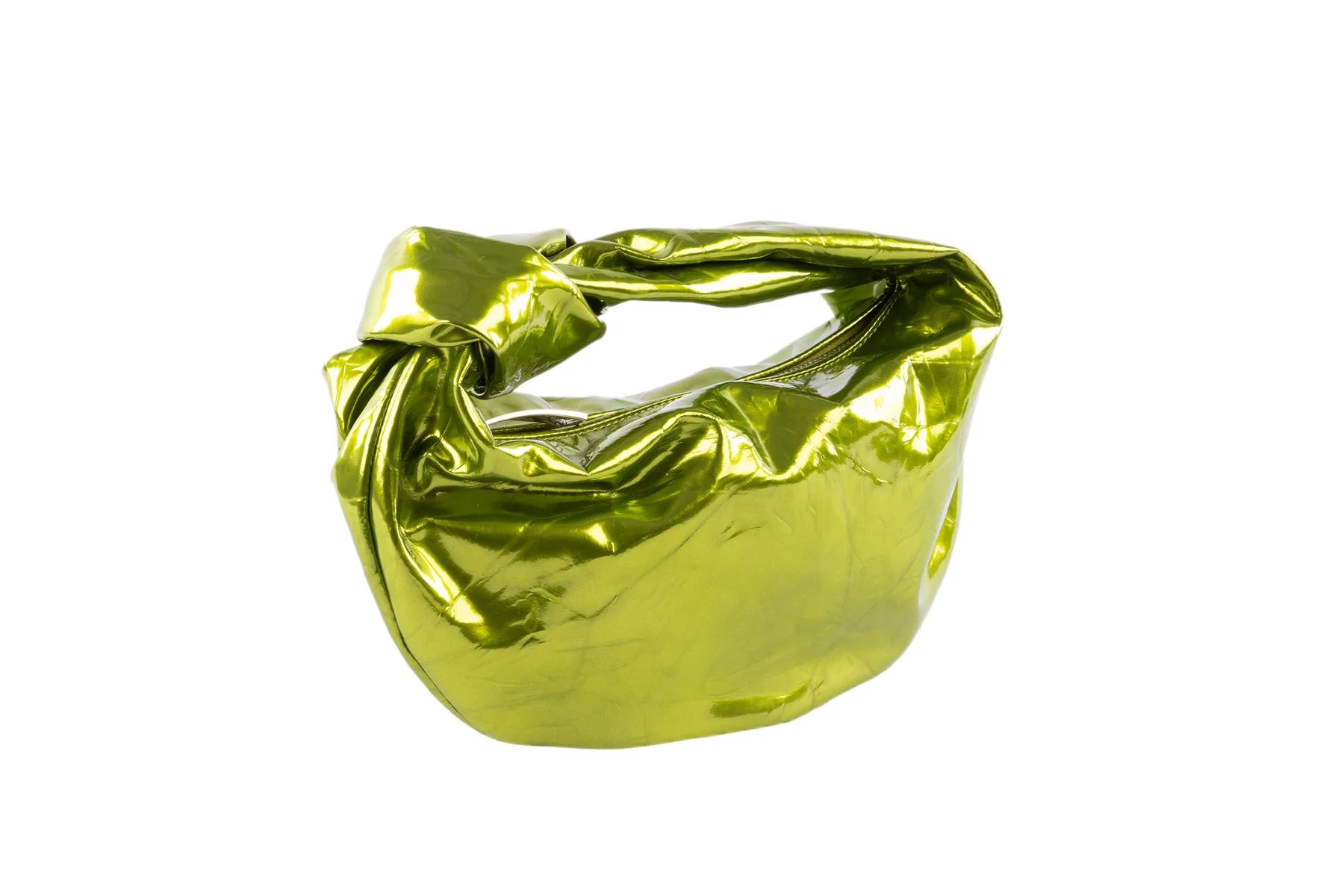 BOTTEGA VENETA GREEN JODIE MINI CRUSHED LEATHER TOTE BAG - Image 3