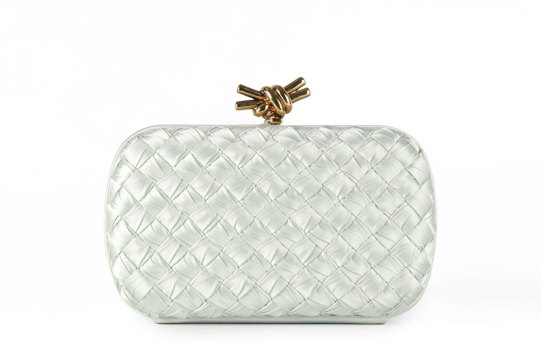 BOTTEGA VENETA GREEN KNOT INTRECCIATO SATIN CLUTCH - Image 2