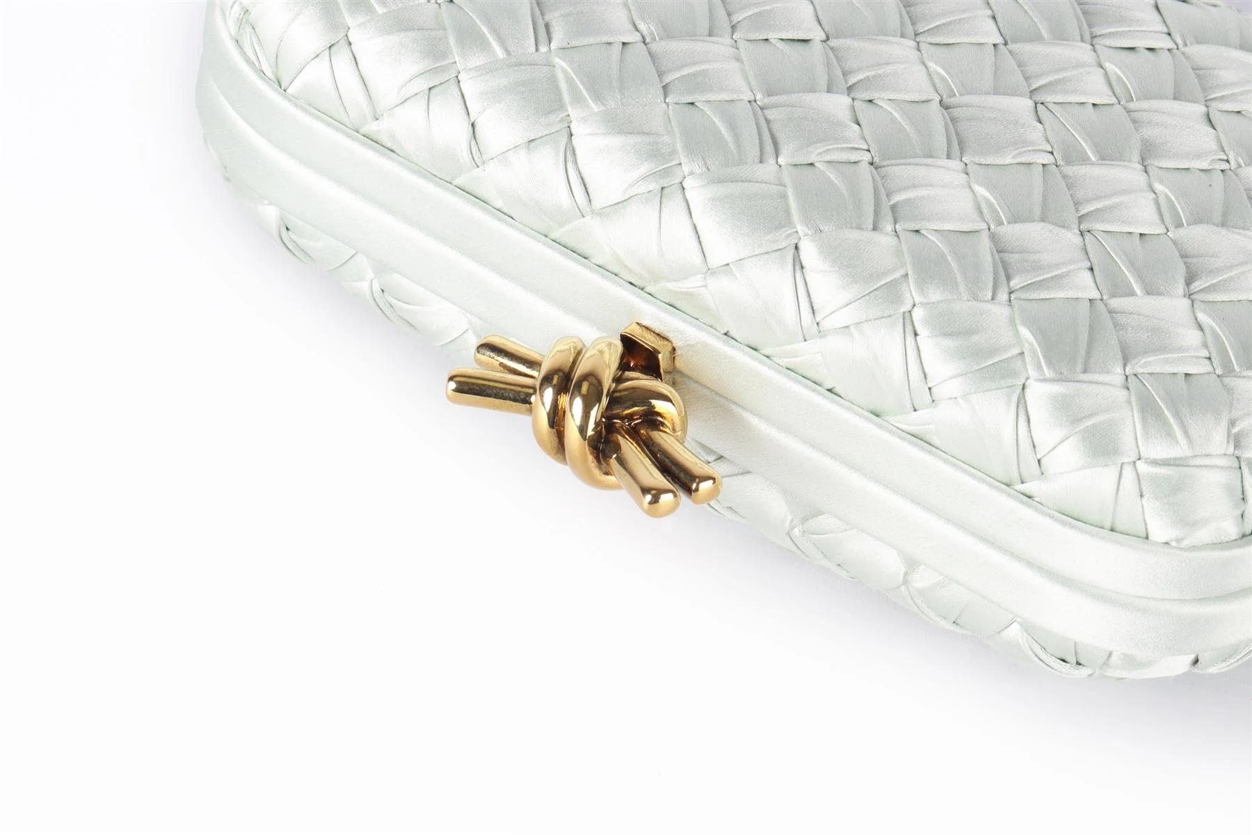 BOTTEGA VENETA GREEN KNOT INTRECCIATO SATIN CLUTCH - Image 9
