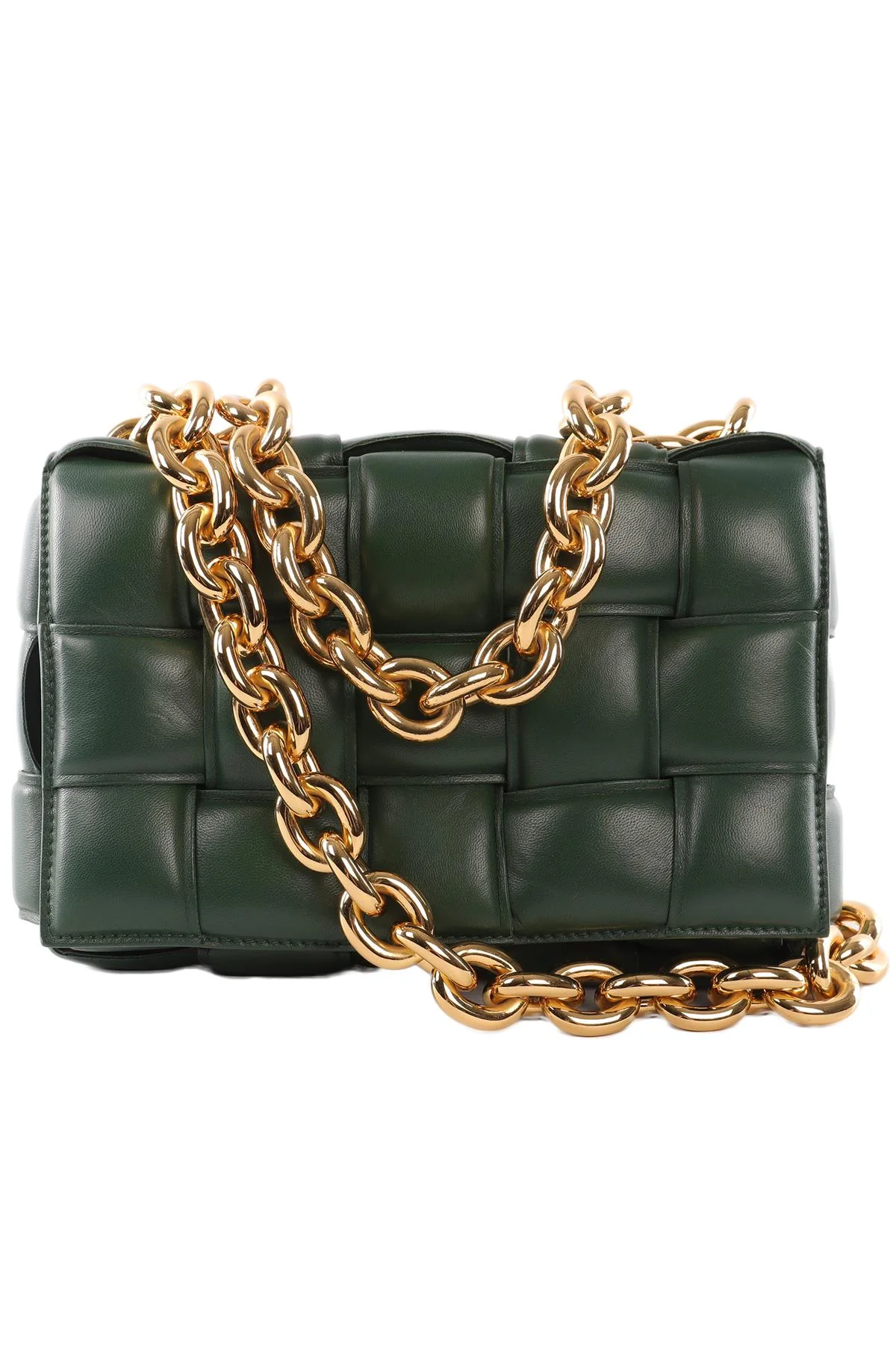 BOTTEGA VENETA GREEN THE CHAIN CASSETTE INTRECCIATO LEATHER SHOULDER BAG - Image 11