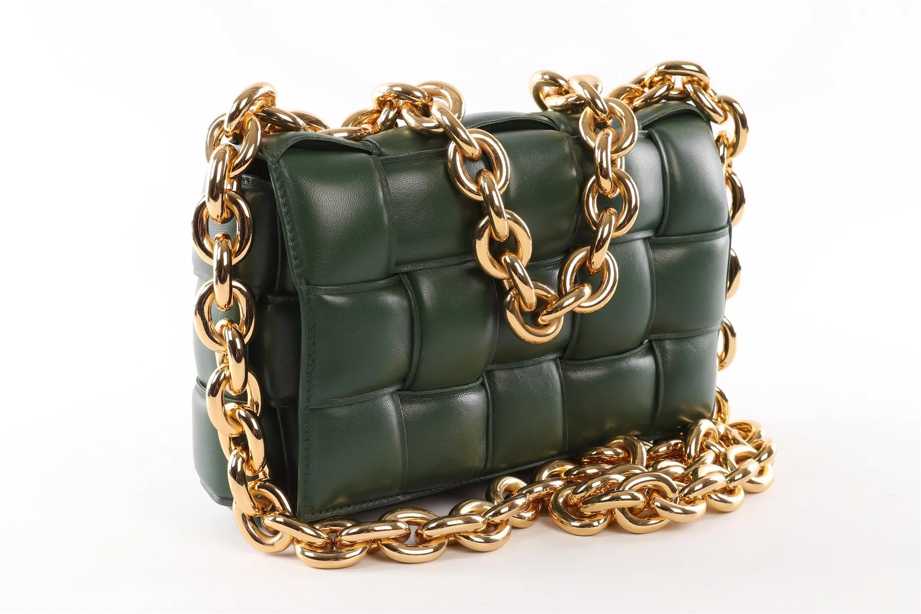 BOTTEGA VENETA GREEN THE CHAIN CASSETTE INTRECCIATO LEATHER SHOULDER BAG - Image 3