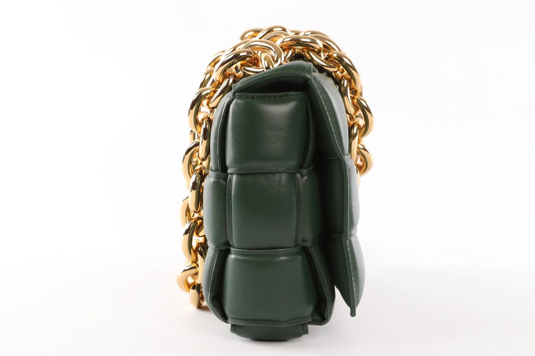 BOTTEGA VENETA GREEN THE CHAIN CASSETTE INTRECCIATO LEATHER SHOULDER BAG - Image 4