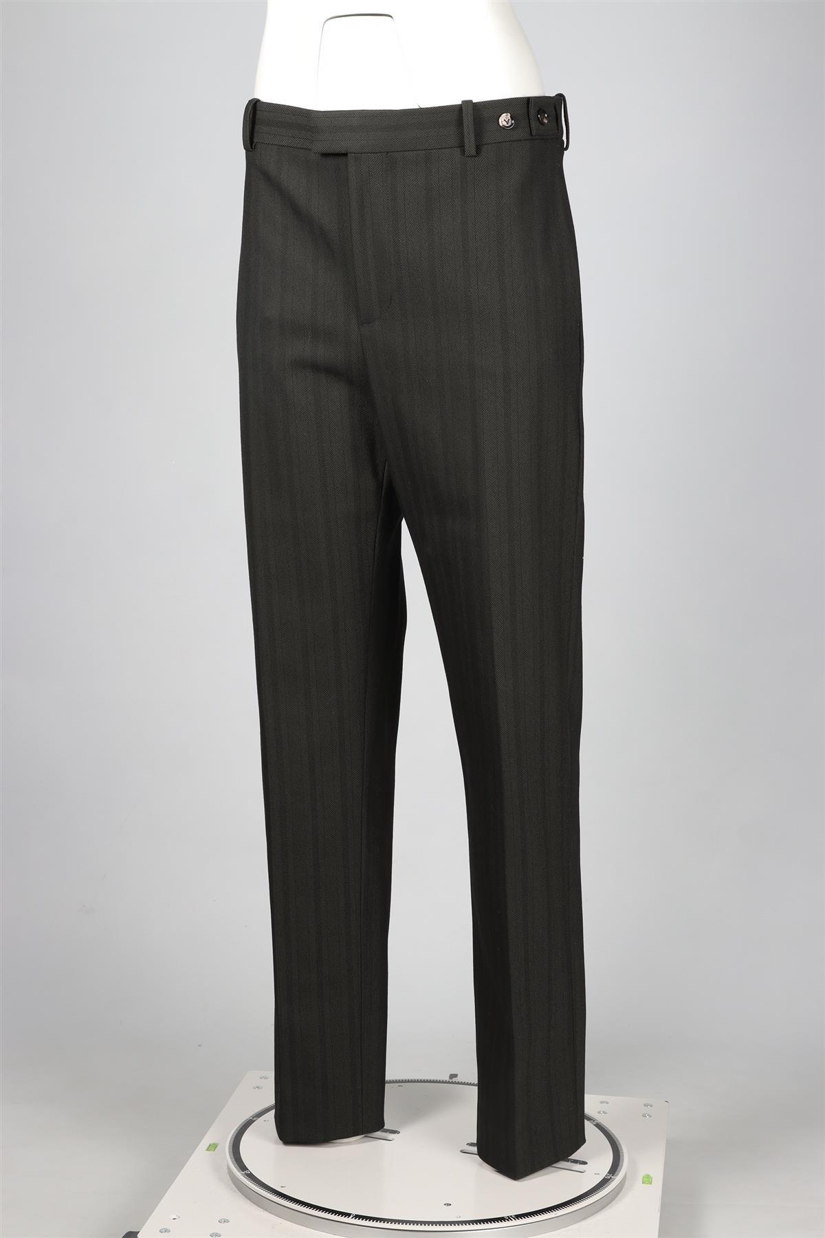 BOTTEGA VENETA GREEN WOOL STRAIGHT LEG PANTS IT 40 UK 8 - Image 3