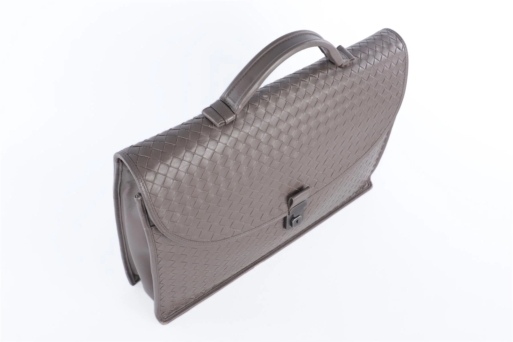 BOTTEGA VENETA GREY INTRECCIATO LEATHER BRIEFCASE - Image 9
