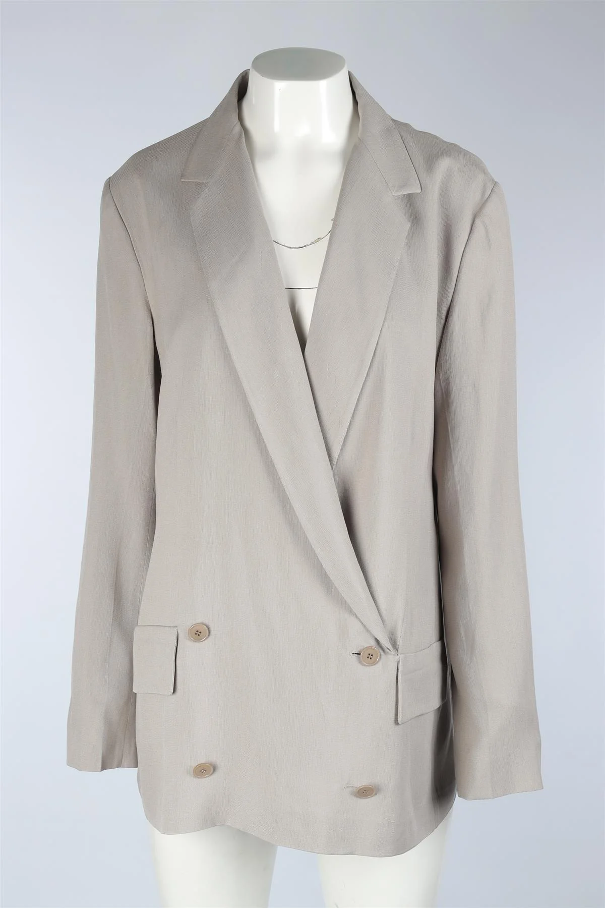 BOTTEGA VENETA GREY SILK TOP IT 46 UK 14 - Image 2