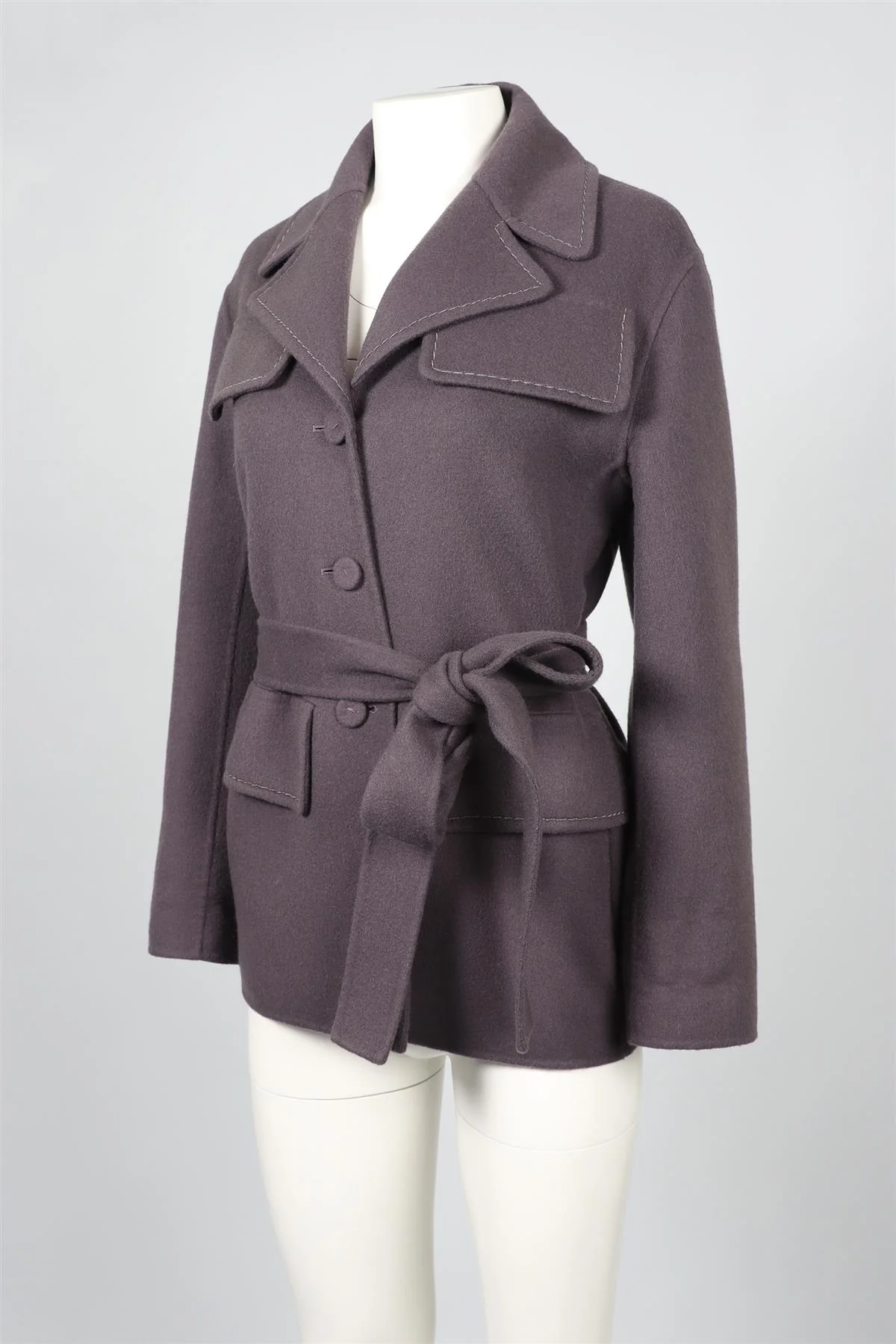 BOTTEGA VENETA MAUVE BELTED CASHMERE JACKET IT 38 UK 6 - Image 3