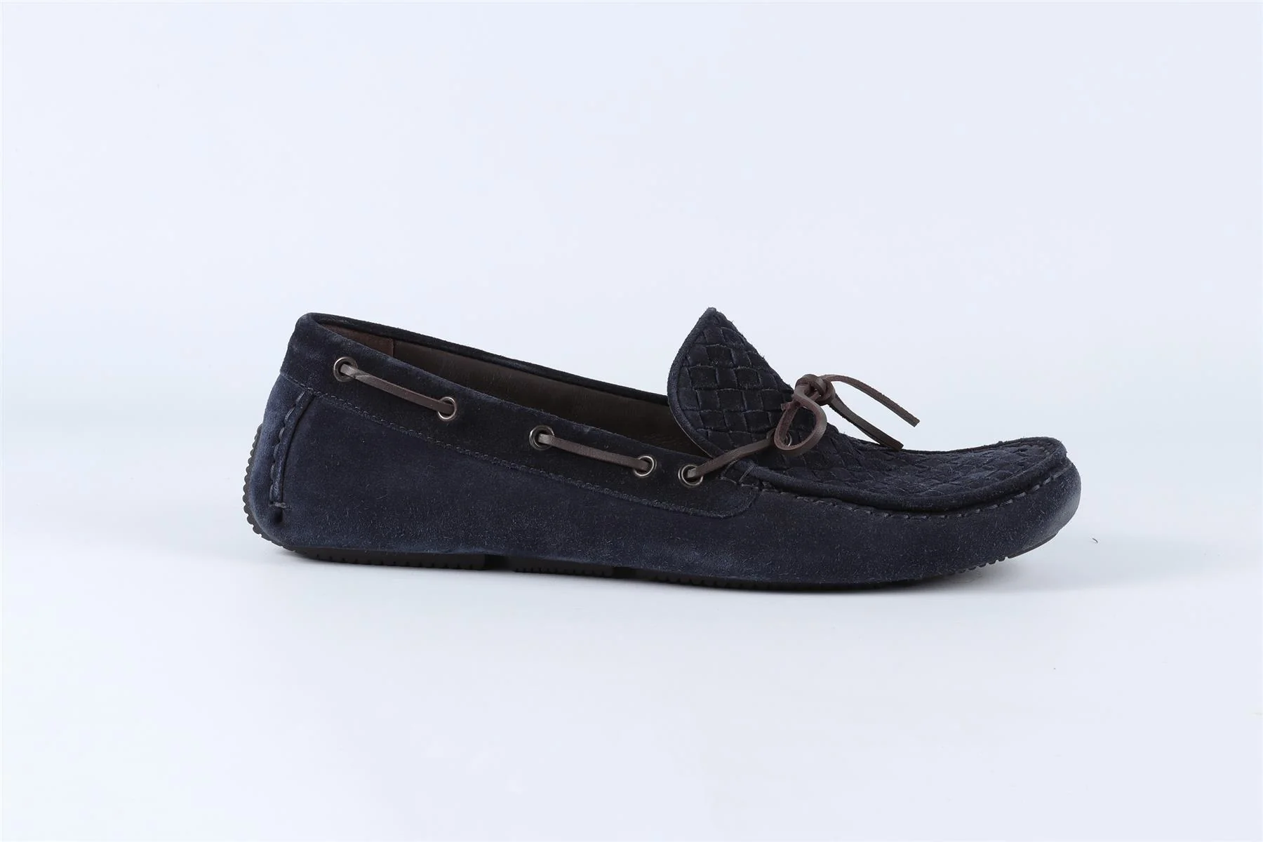 BOTTEGA VENETA NAVY MEN'S INTRECCIATO SUEDE LOAFERS EU 43.5 UK 9.5 US 10.5 - Image 2