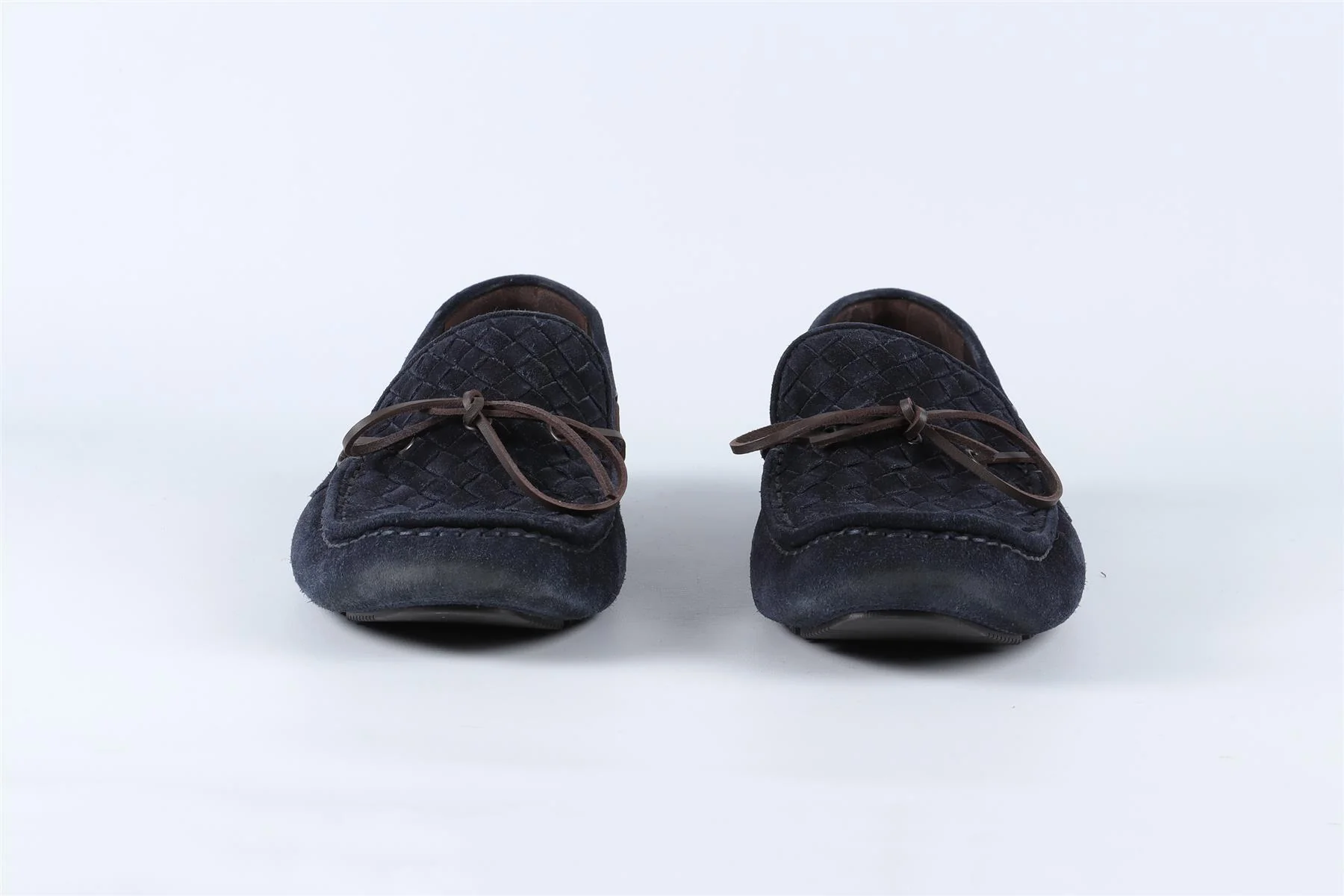 BOTTEGA VENETA NAVY MEN'S INTRECCIATO SUEDE LOAFERS EU 43.5 UK 9.5 US 10.5 - Image 3