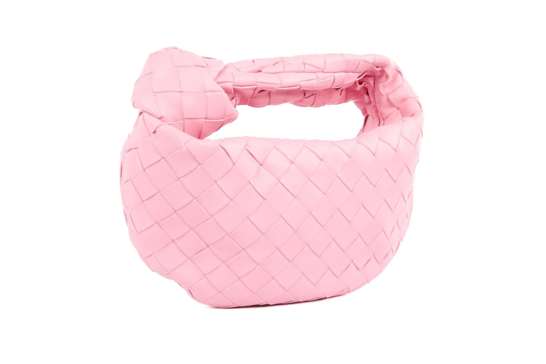 BOTTEGA VENETA PINK JODIE MINI INTRECCIATO LEATHER TOTE BAG - Image 3