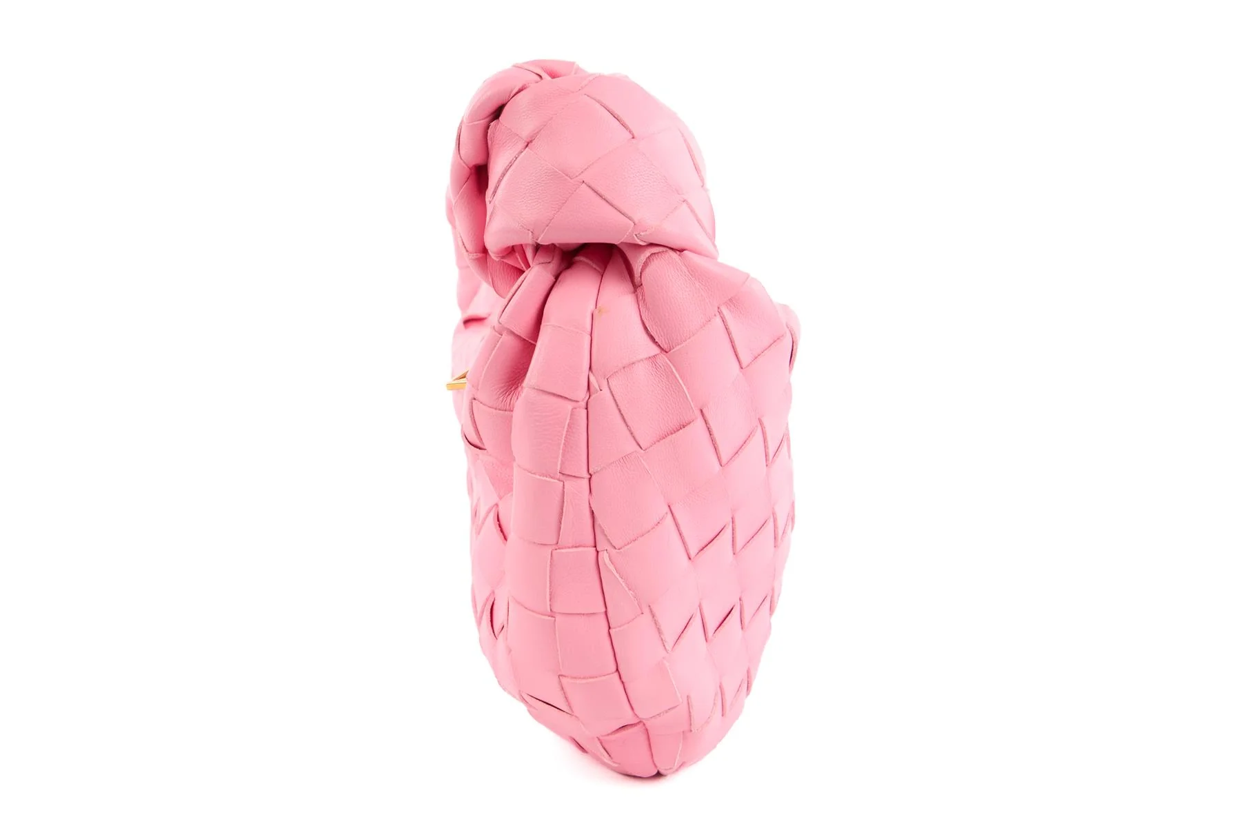 BOTTEGA VENETA PINK JODIE MINI INTRECCIATO LEATHER TOTE BAG - Image 4
