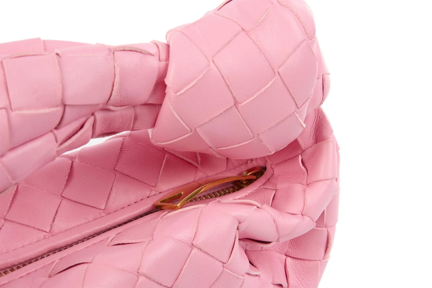 BOTTEGA VENETA PINK JODIE MINI INTRECCIATO LEATHER TOTE BAG - Image 8