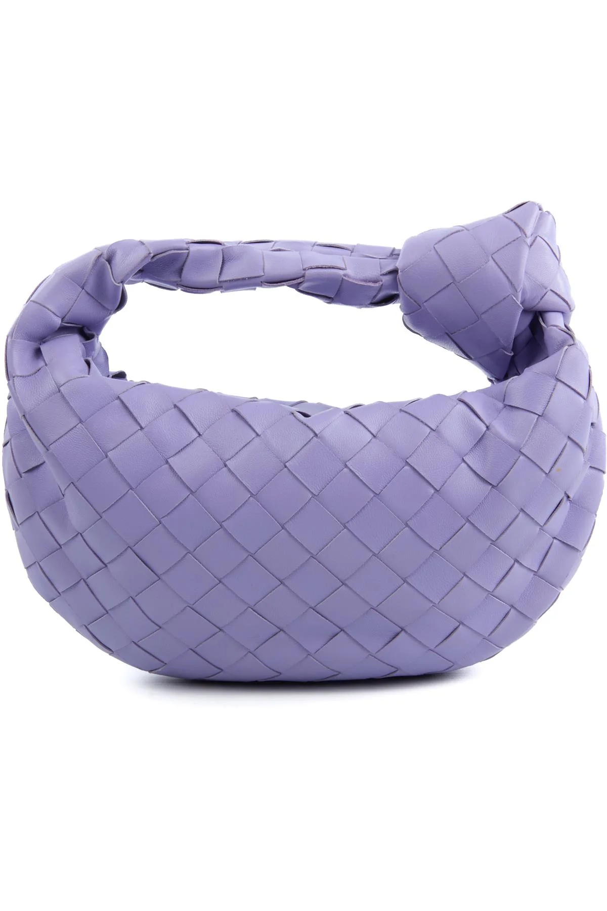 BOTTEGA VENETA PURPLE JODIE MINI INTRECCIATO LEATHER TOTE BAG