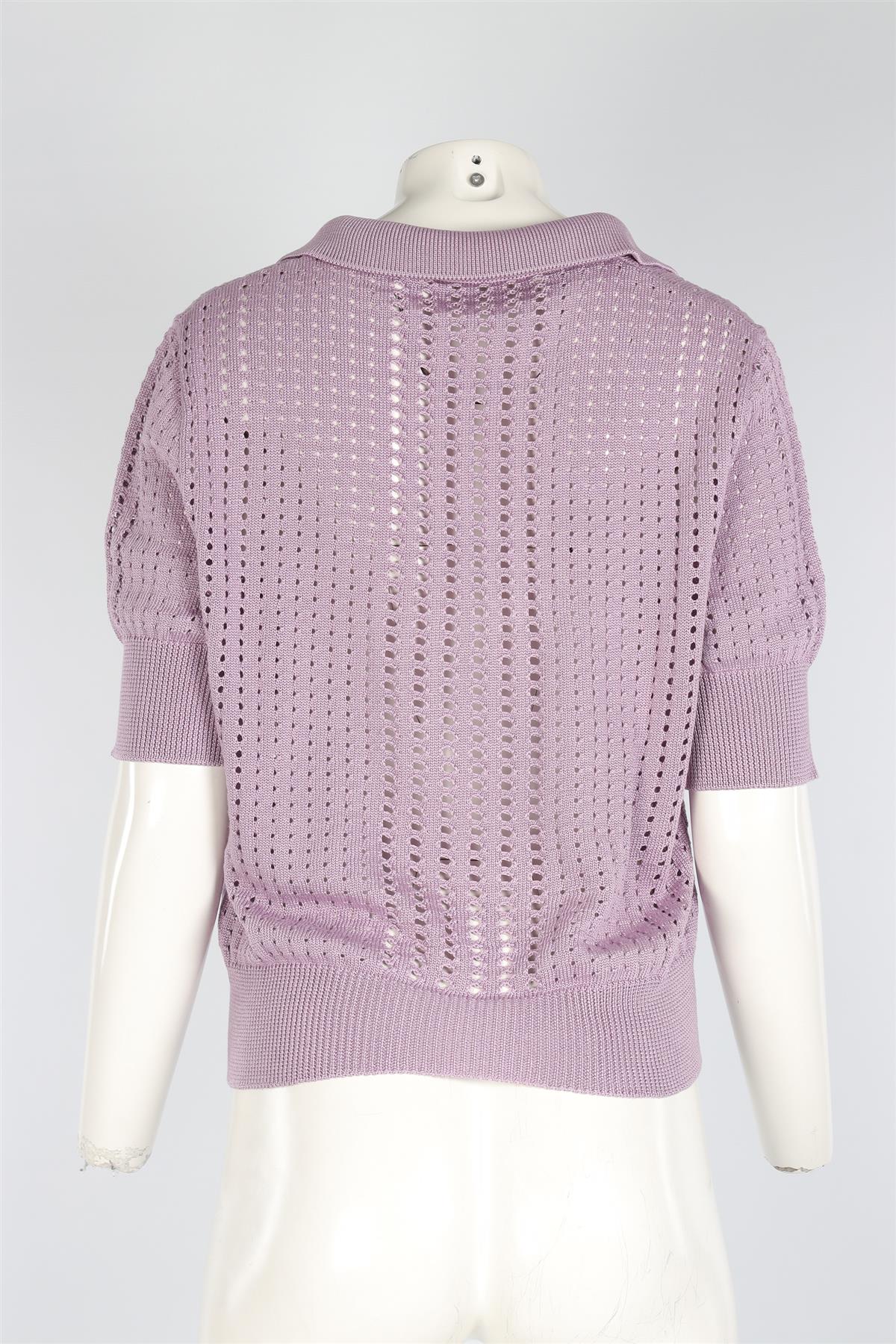 BOTTEGA VENETA PURPLE SILK POLO TOP IT 46 UK 14 - Image 4