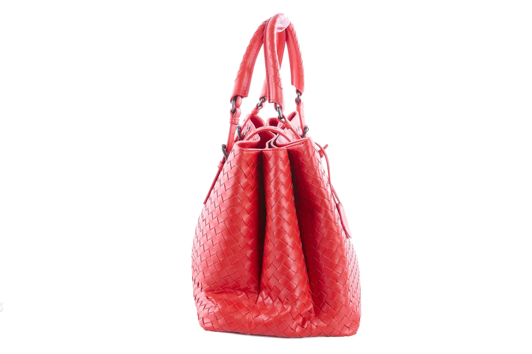 BOTTEGA VENETA RED ROMA LARGE INTRECCIATO LEATHER TOTE BAG - Image 4