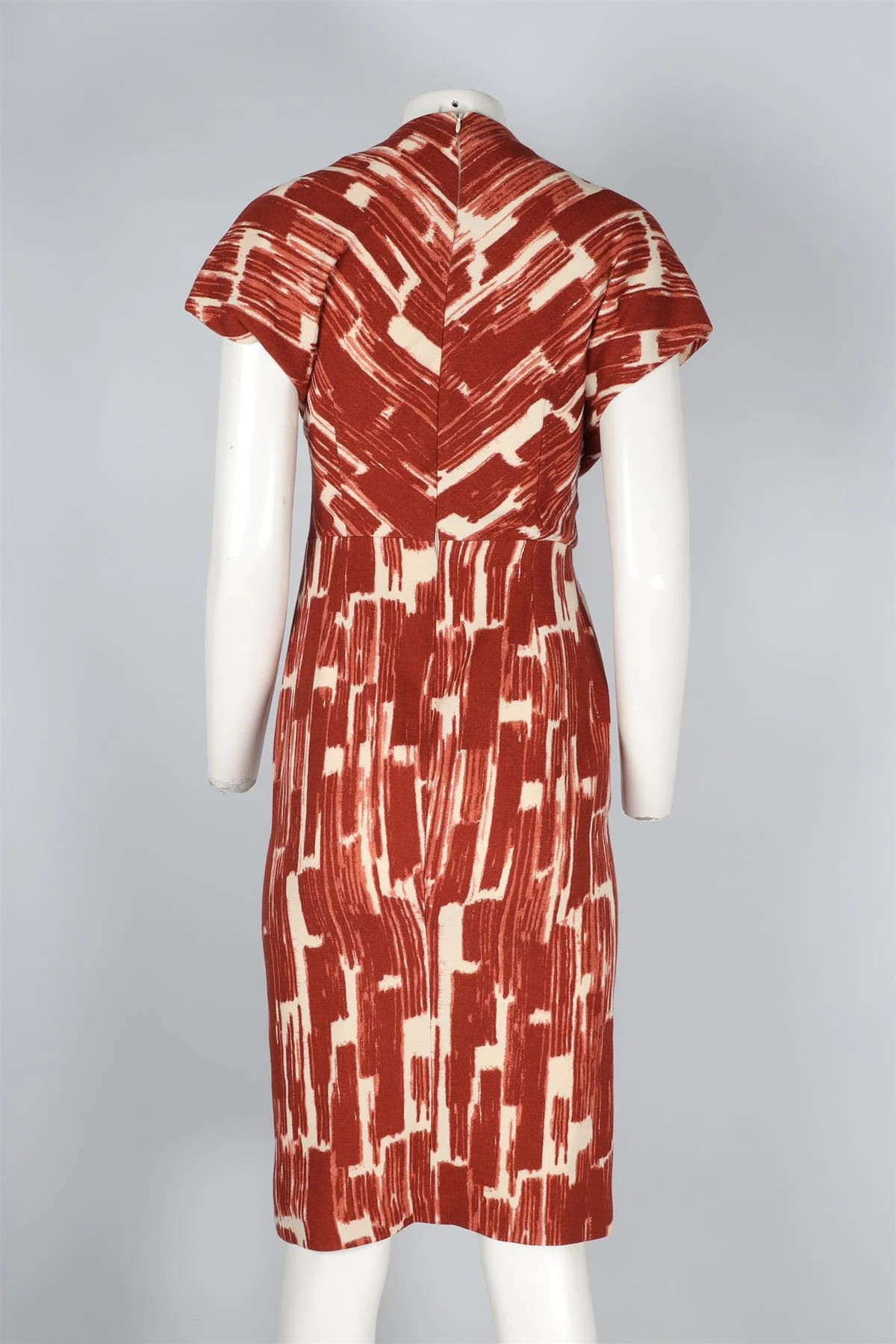 BOTTEGA VENETA RED WOOL MIDI DRESS IT 40 UK 8 - Image 4