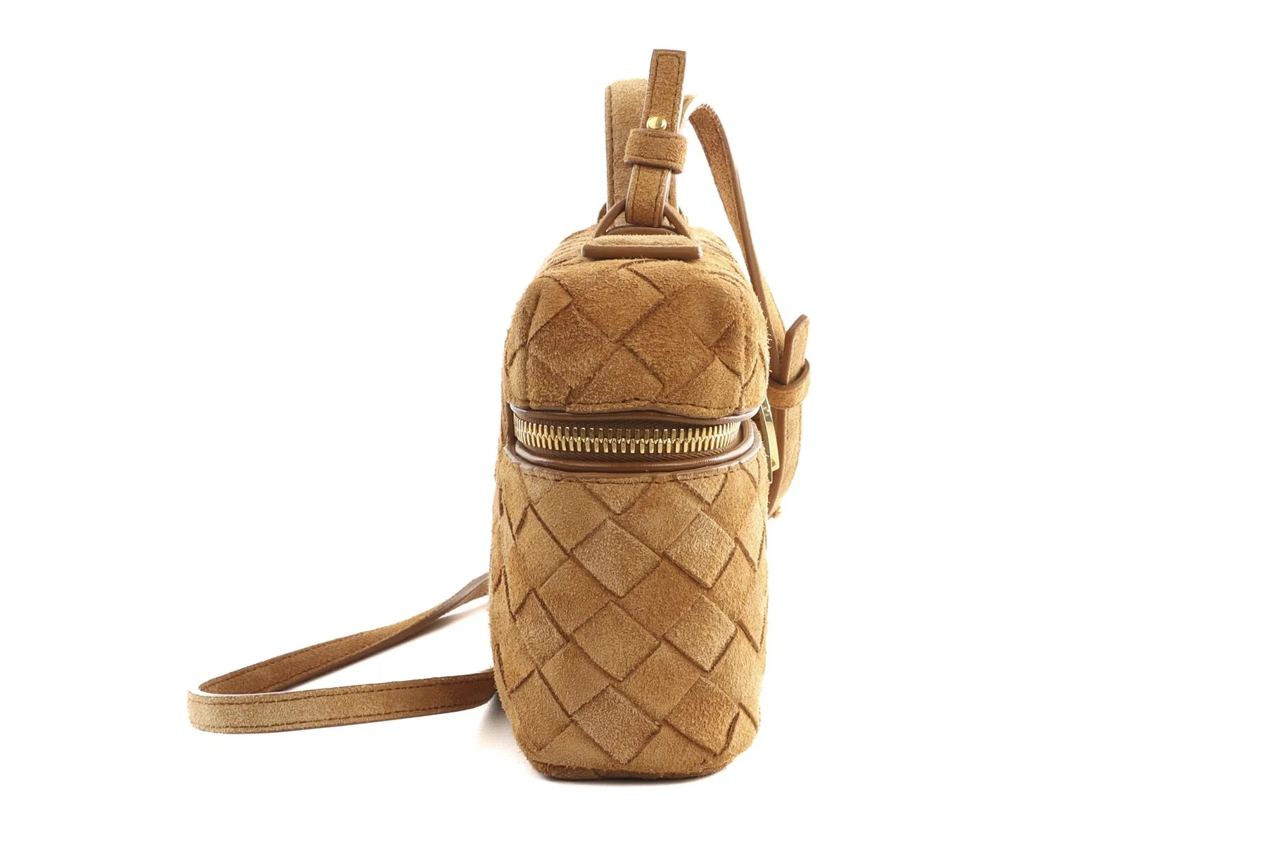 BOTTEGA VENETA TAN BANG BANG VANITY MINI INTRECCIATO SUEDE TOTE BAG - Image 5
