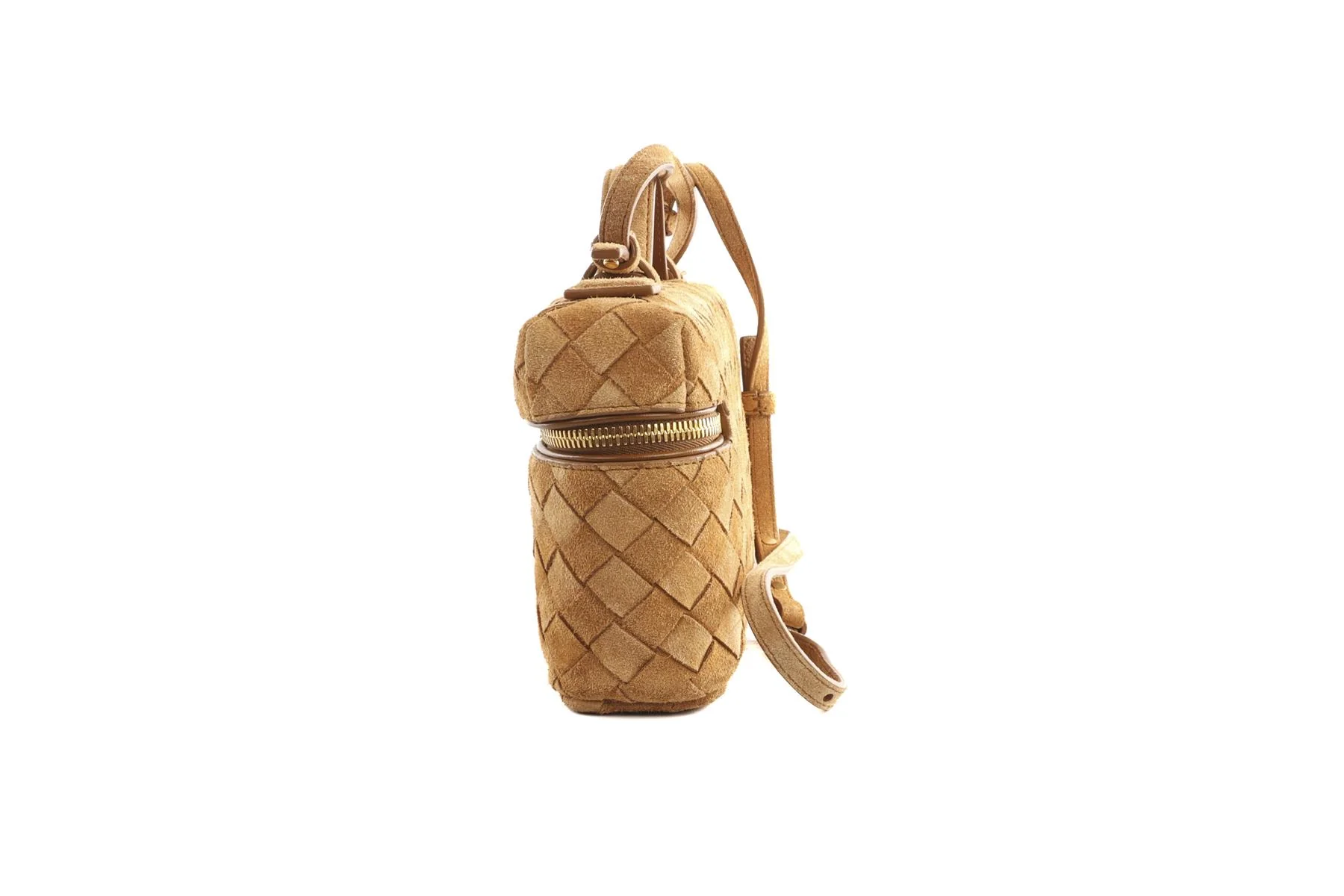 BOTTEGA VENETA TAN BANG BANG VANITY MINI INTRECCIATO SUEDE TOTE BAG - Image 6