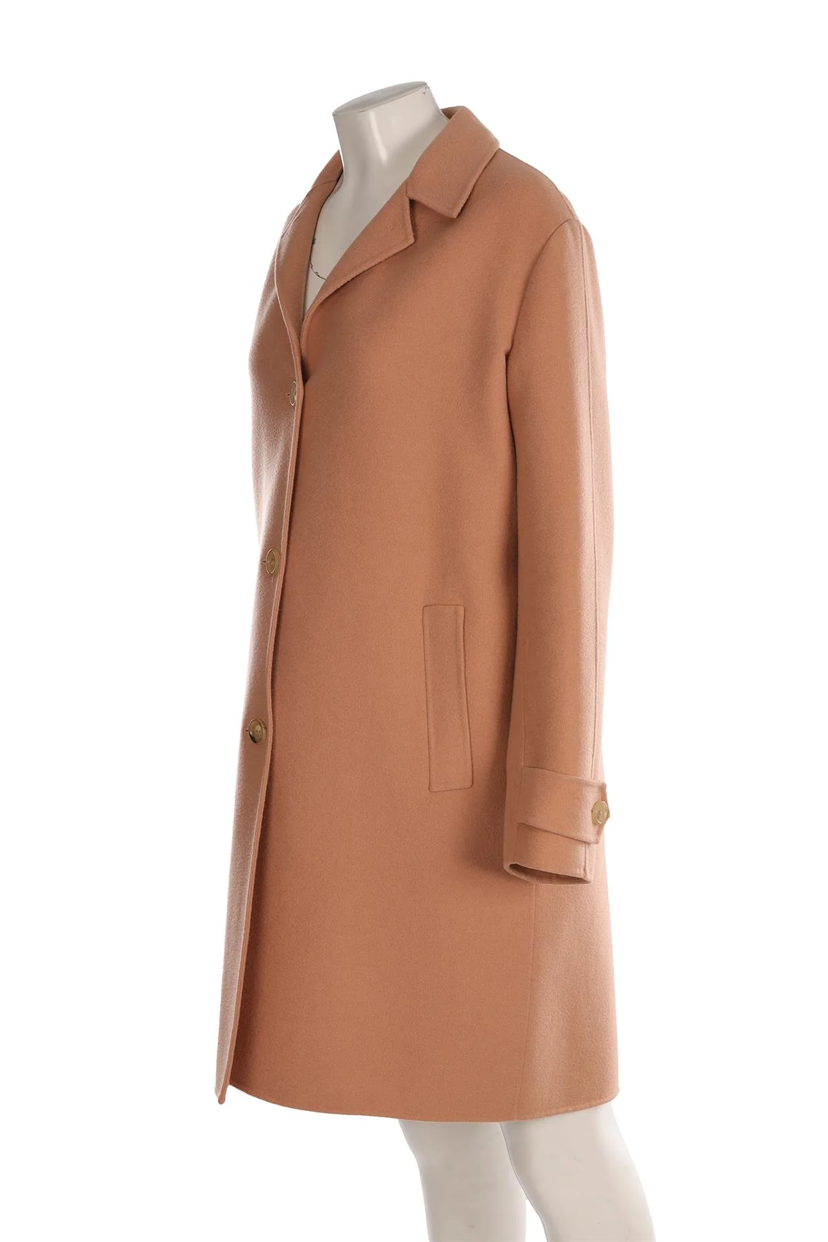 BOTTEGA VENETA TAN CASHMERE COAT IT 44 UK 12 - Image 3
