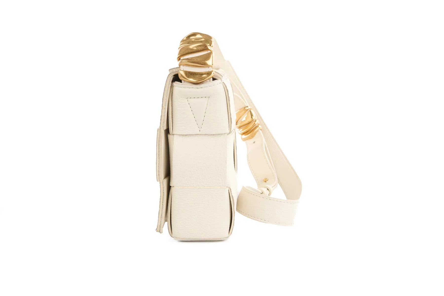BOTTEGA VENETA WHITE CASSETTE SMALL INTRECCIATO LEATHER SHOULDER BAG - Image 6