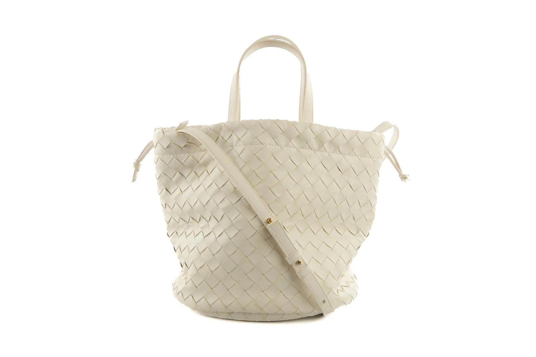 BOTTEGA VENETA WHITE CASTELLO INTRECCIATO LEATHER BUCKET BAG - Image 2