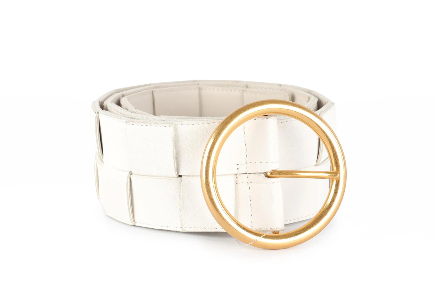 BOTTEGA VENETA WHITE INTRECCIATO LEATHER WAIST BELT 85 CM - Image 2